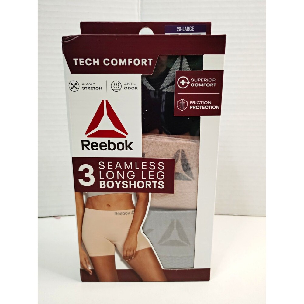 Reebok Tech Comfort Seamless Tagless Stretch Boyshorts 3-Pack Women’s 2XL Multi